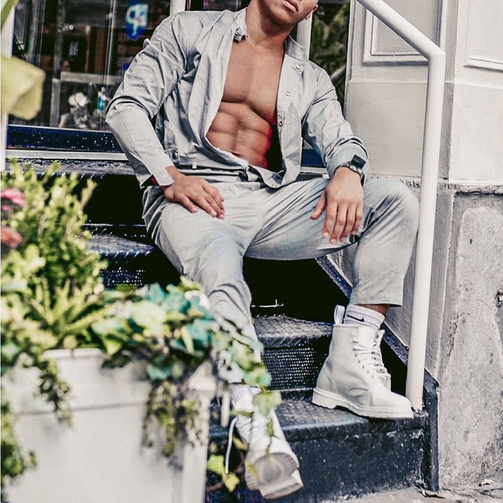 ORTTU cargo jumpsuit M grey long sleeve pockets Open Road To The Universe